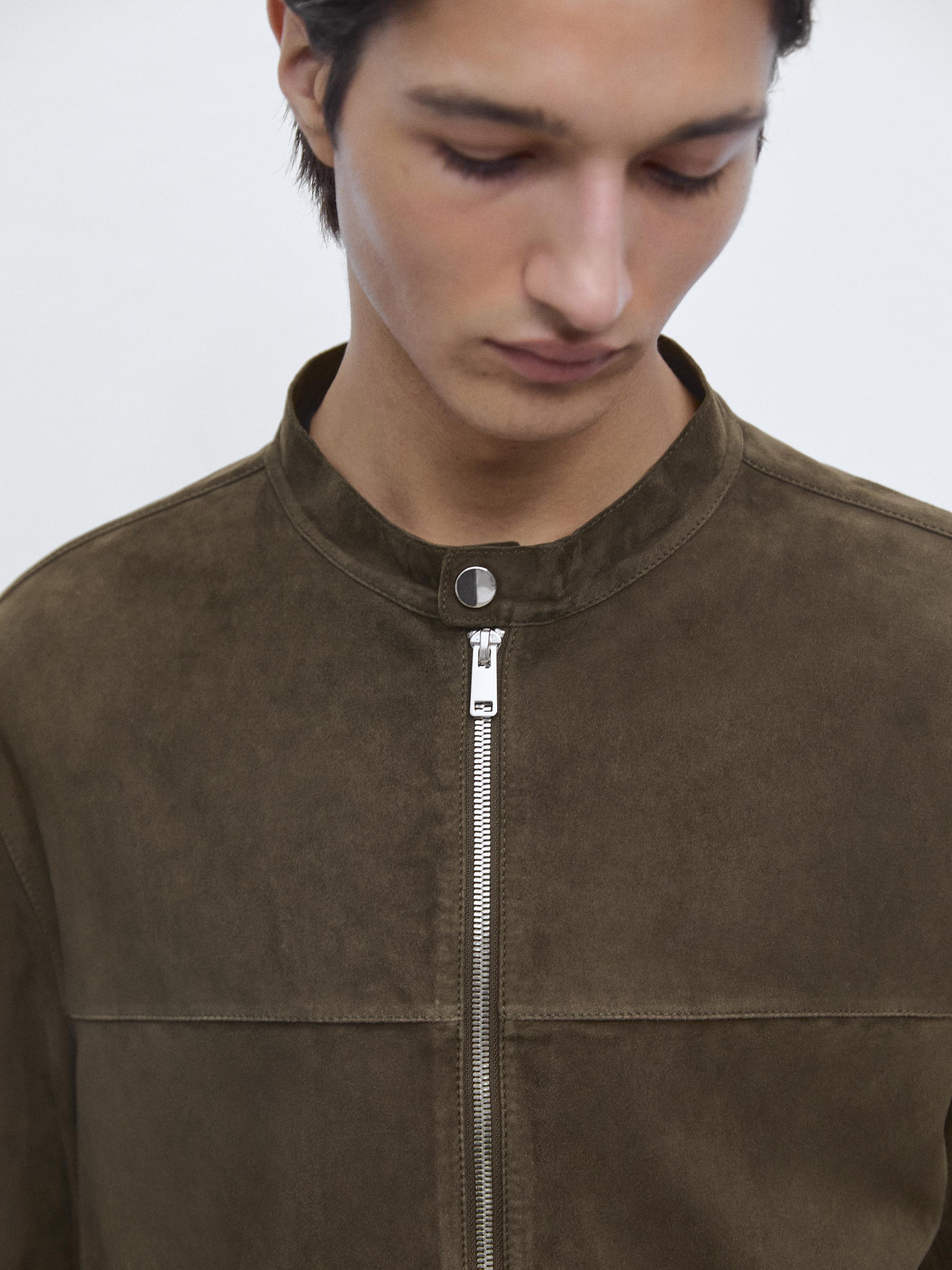 Veste en cuir finition daim